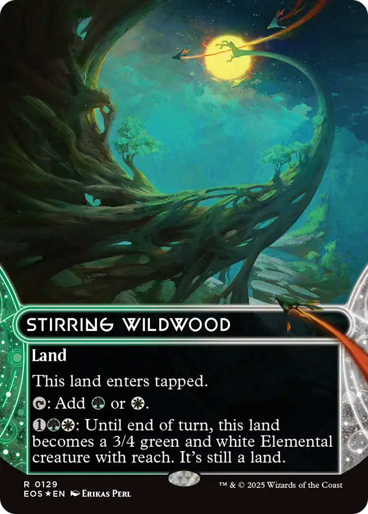 Stirring Wildwood (0129) (Borderless) (Galaxy Foil) [Edge of Eternities: Stellar Sights] | Shuffle n Cut Hobbies & Games