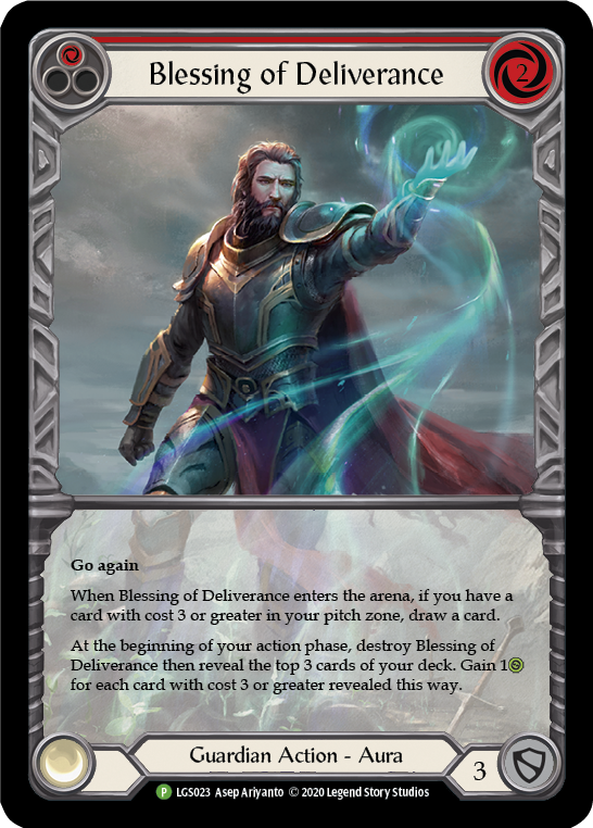 Blessing of Deliverance (Red) [LGS023] (Promo)  Rainbow Foil | Shuffle n Cut Hobbies & Games