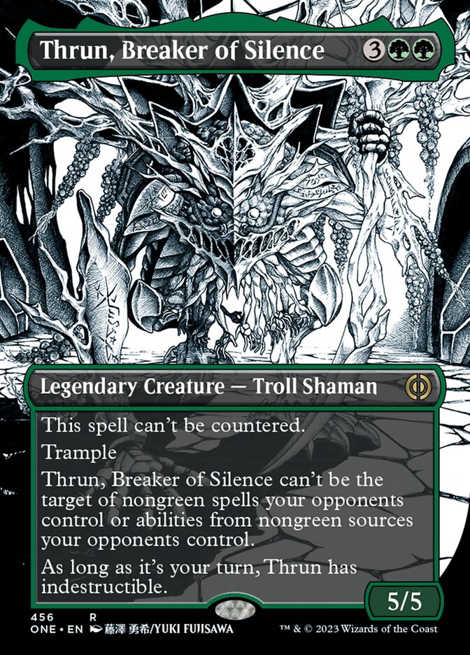 Thrun, Breaker of Silence (Borderless Manga Step-and-Compleat Foil) [Phyrexia: All Will Be One] | Shuffle n Cut Hobbies & Games