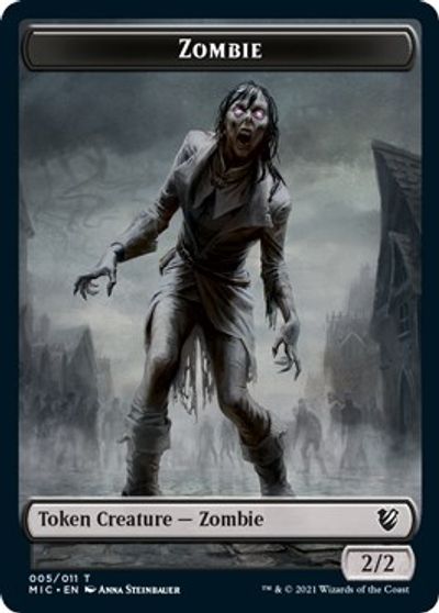 Zombie // Zombie Double-Sided Token (005 MIC/005 MID) [Innistrad: Midnight Hunt Commander Tokens] | Shuffle n Cut Hobbies & Games
