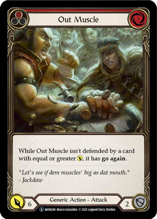 Out Muscle (Red) (Rainbow Foil) [U-MON248-RF] Unlimited Edition Rainbow Foil | Shuffle n Cut Hobbies & Games