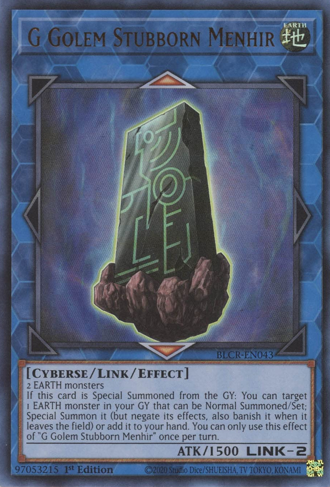 G Golem Stubborn Menhir [BLCR-EN043] Ultra Rare | Shuffle n Cut Hobbies & Games