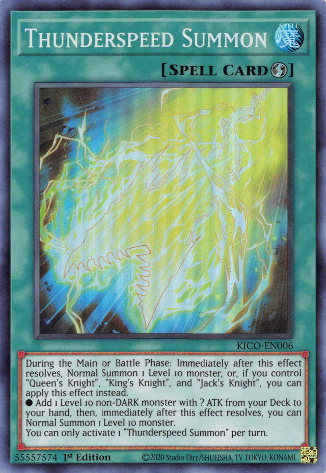 Thunderspeed Summon (Super Rare) [KICO-EN006] Super Rare | Shuffle n Cut Hobbies & Games