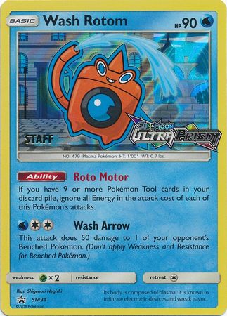 Wash Rotom (SM94) (Staff Prerelease Promo) [Sun & Moon: Black Star Promos] | Shuffle n Cut Hobbies & Games