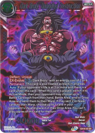 Dark Broly, Unbridled Destruction [EX16-03] | Shuffle n Cut Hobbies & Games
