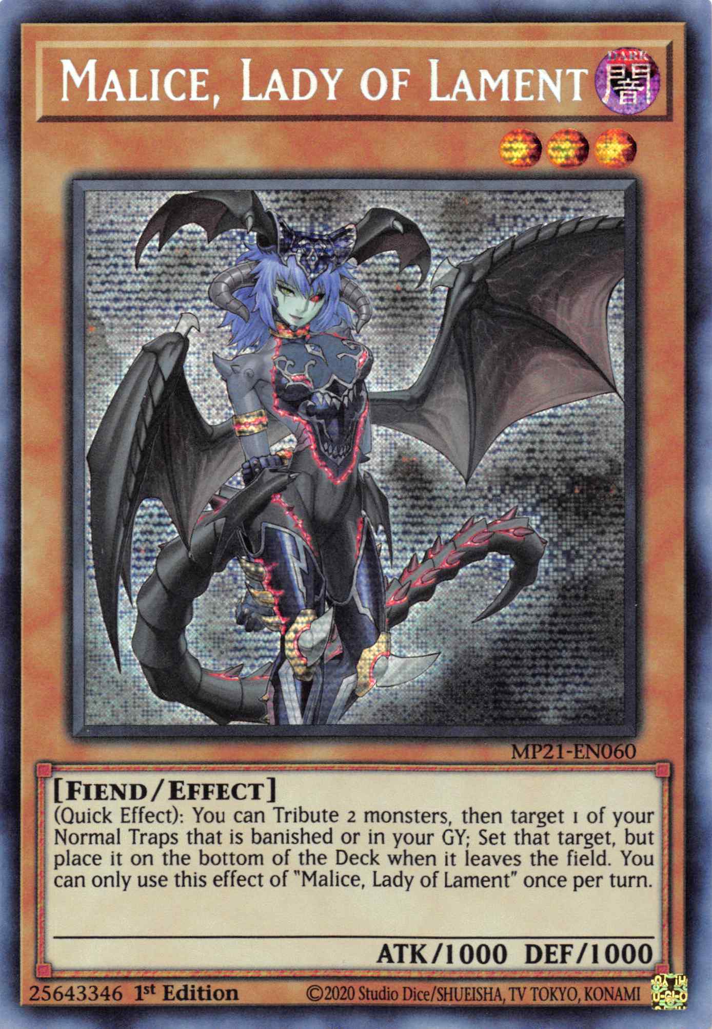 Malice, Lady of Lament [MP21-EN060] Prismatic Secret Rare | Shuffle n Cut Hobbies & Games