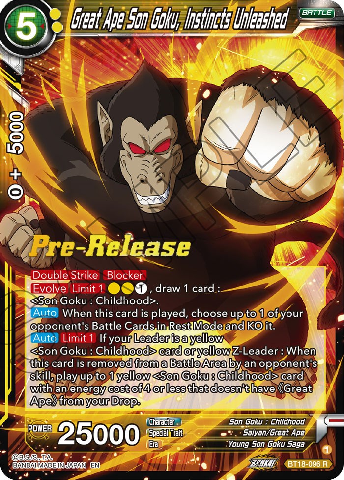 Great Ape Son Goku, Instincts Unleashed (BT18-096) [Dawn of the Z-Legends Prerelease Promos] | Shuffle n Cut Hobbies & Games