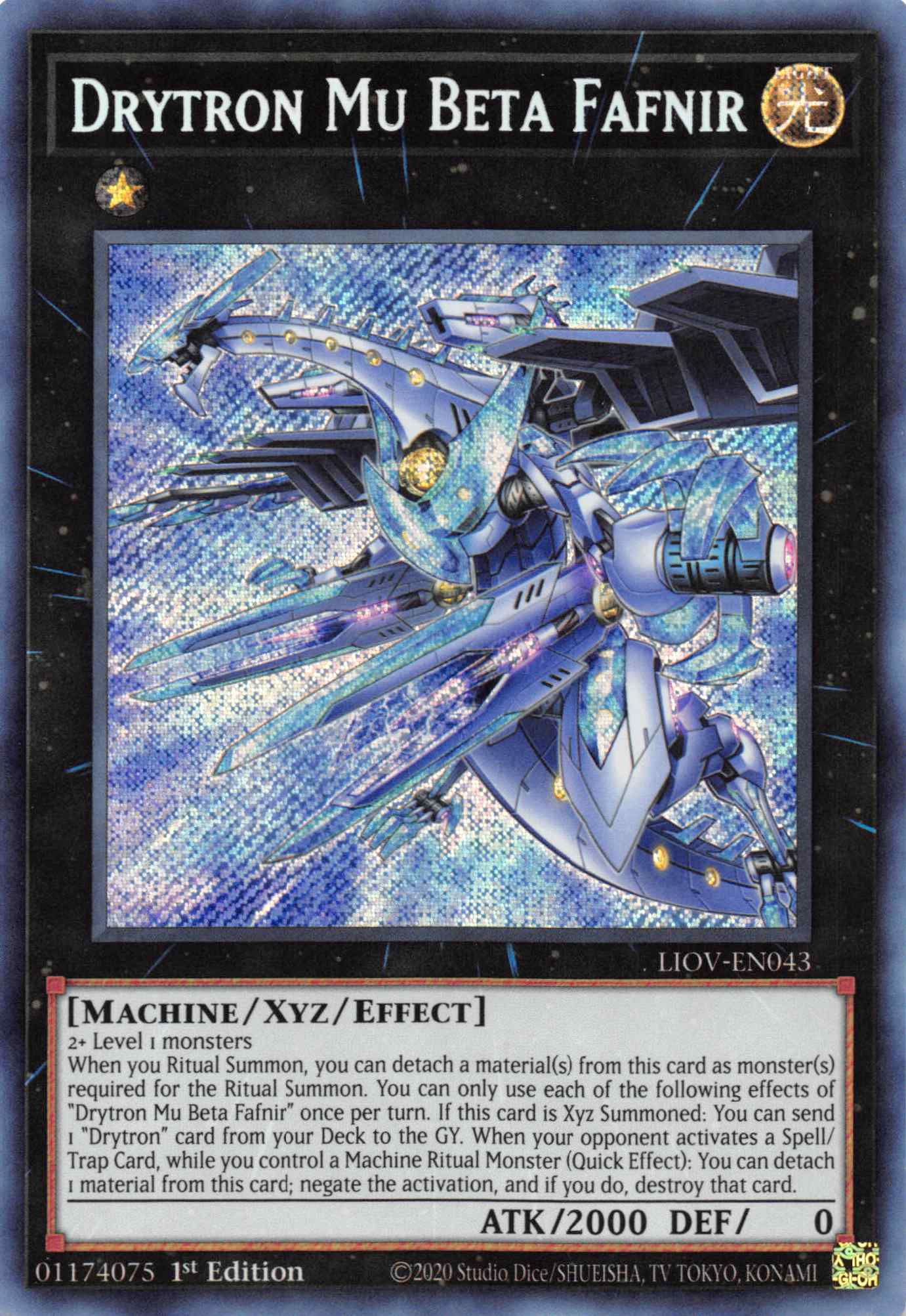 Drytron Mu Beta Fafnir [LIOV-EN043] Secret Rare | Shuffle n Cut Hobbies & Games