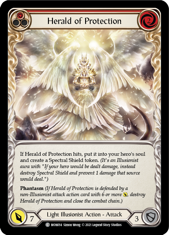 Herald of Protection (Red) (Rainbow Foil) [MON014-RF] 1st Edition Rainbow Foil | Shuffle n Cut Hobbies & Games