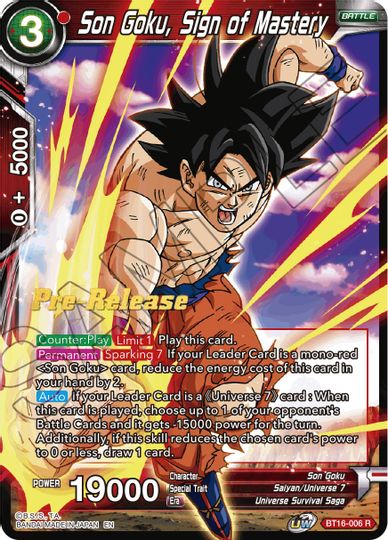Son Goku, Sign of Mastery (BT16-006) [Realm of the Gods Prerelease Promos] | Shuffle n Cut Hobbies & Games