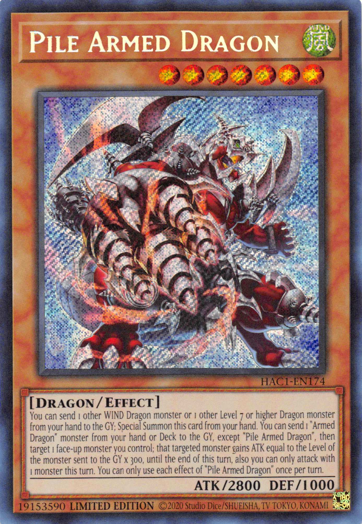 Pile Armed Dragon [HAC1-EN174] Secret Rare | Shuffle n Cut Hobbies & Games