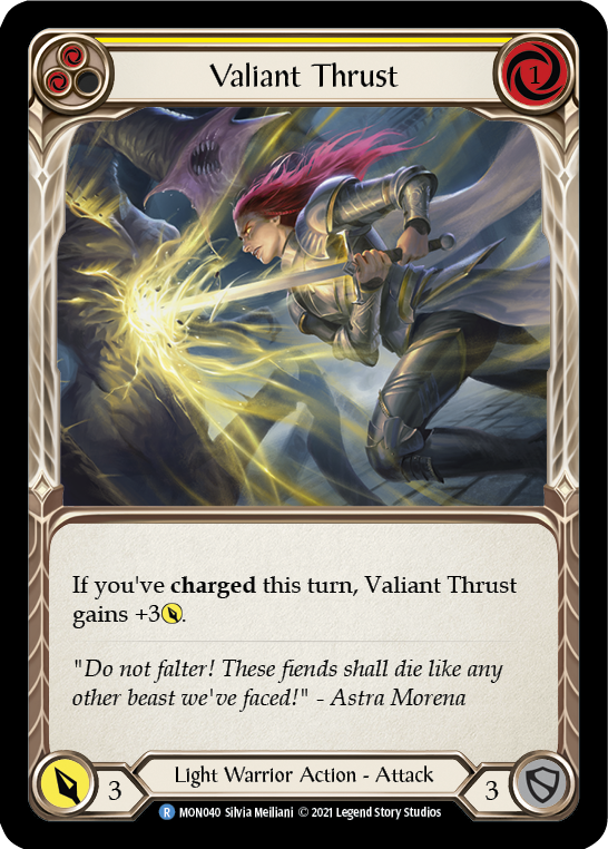 Valiant Thrust (Yellow) (Rainbow Foil) [MON040-RF] 1st Edition Rainbow Foil | Shuffle n Cut Hobbies & Games