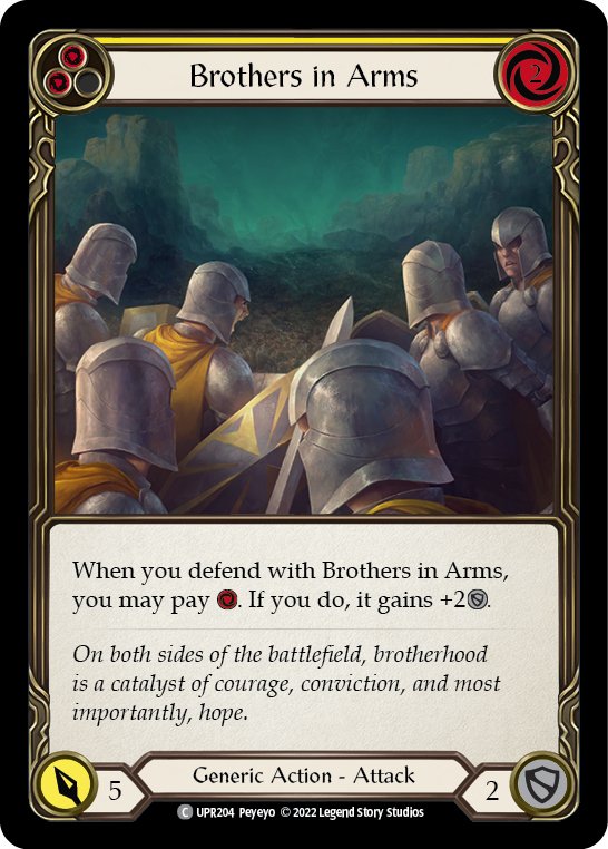 Brothers in Arms (Yellow) [UPR204] (Uprising)  Rainbow Foil | Shuffle n Cut Hobbies & Games