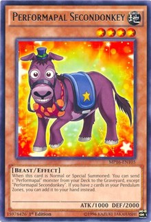 Performapal Secondonkey [MP16-EN105] Rare | Shuffle n Cut Hobbies & Games