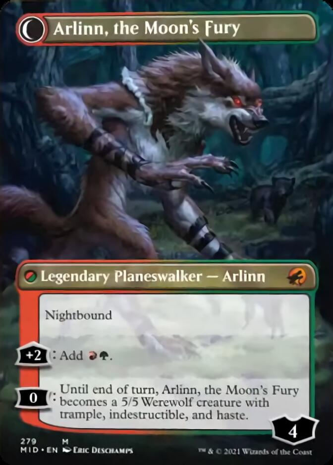 Arlinn, the Pack's Hope // Arlinn, the Moon's Fury (Borderless) [Innistrad: Midnight Hunt] | Shuffle n Cut Hobbies & Games