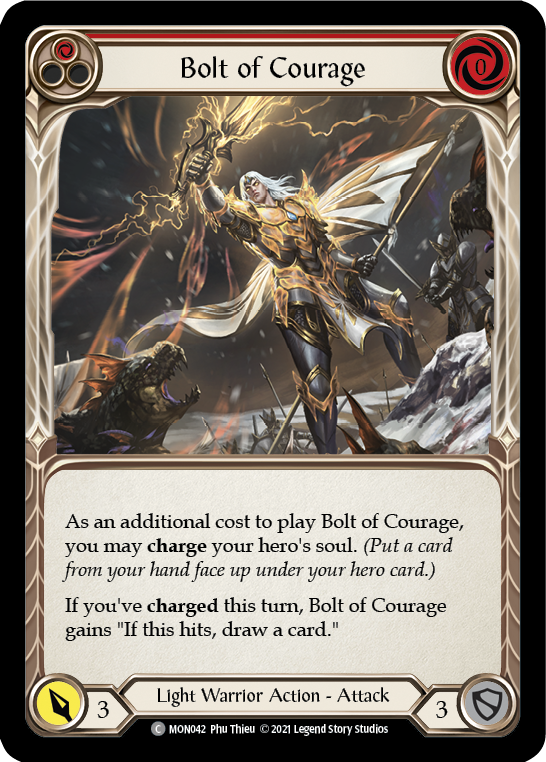 Bolt of Courage (Red) (Rainbow Foil) [MON042-RF] 1st Edition Rainbow Foil | Shuffle n Cut Hobbies & Games