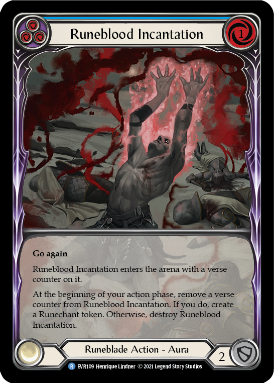 Runeblood Incantation (Blue) [EVR109] (Everfest)  1st Edition Extended Art Rainbow Foil | Shuffle n Cut Hobbies & Games