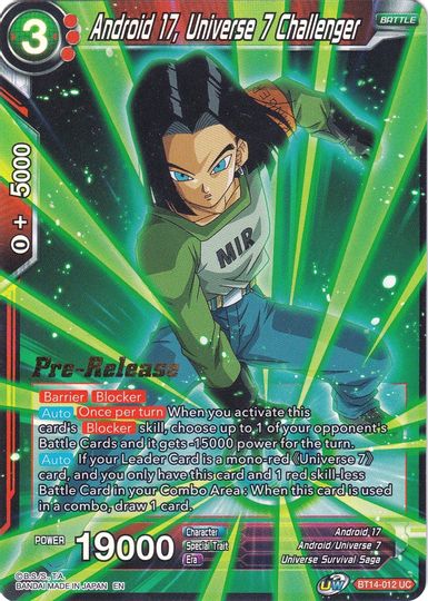 Android 17, Universe 7 Challenger (BT14-012) [Cross Spirits Prerelease Promos] | Shuffle n Cut Hobbies & Games