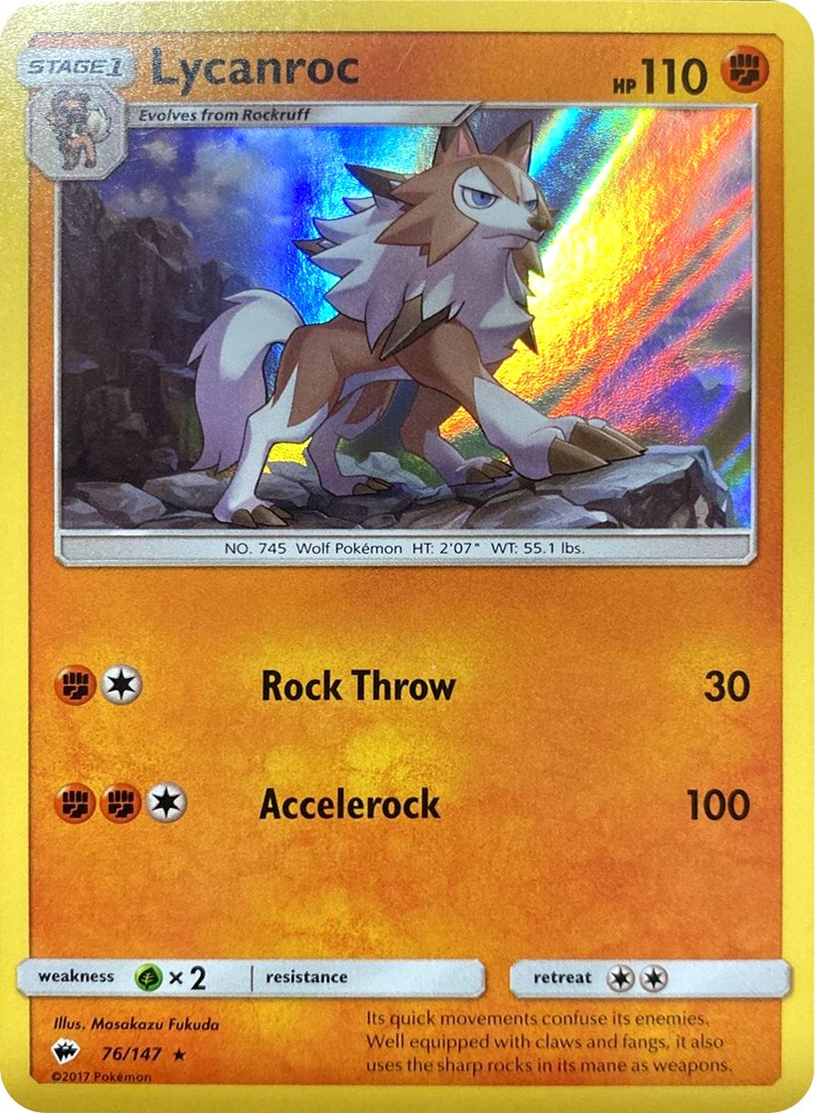 Lycanroc (76/147) (Water Web Holo) [Sun & Moon: Burning Shadows] | Shuffle n Cut Hobbies & Games