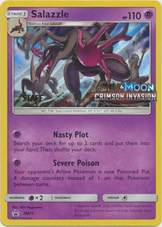 Salazzle (SM73) (Staff Prerelease Promo) [Sun & Moon: Black Star Promos] | Shuffle n Cut Hobbies & Games