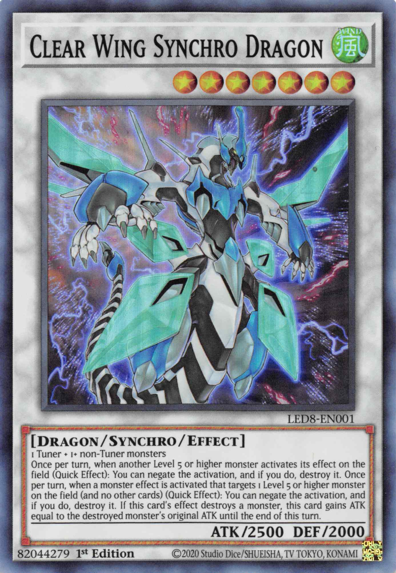 Clear Wing Synchro Dragon [LED8-EN001] Super Rare | Shuffle n Cut Hobbies & Games