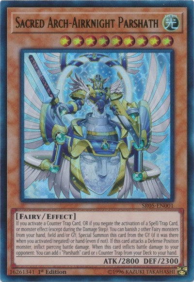 Sacred Arch-Airknight Parshath [SR05-EN001] Ultra Rare | Shuffle n Cut Hobbies & Games