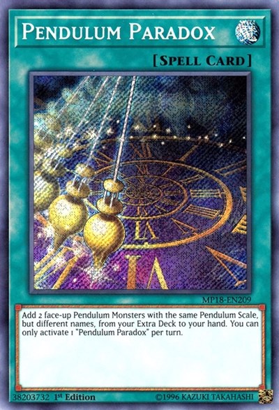 Pendulum Paradox [MP18-EN209] Secret Rare | Shuffle n Cut Hobbies & Games