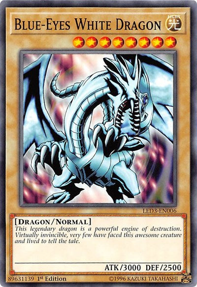 Blue-Eyes White Dragon [LED3-EN006] Common | Shuffle n Cut Hobbies & Games