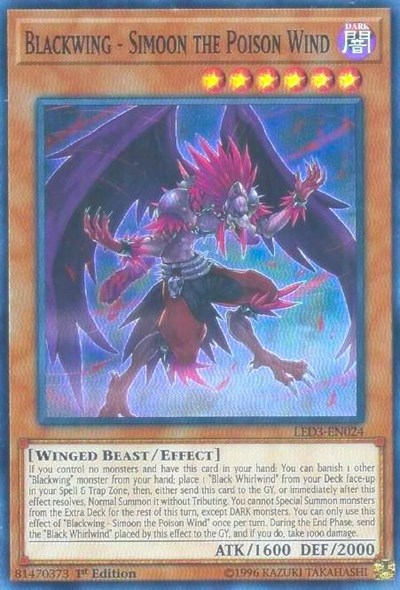 Blackwing - Simoon the Poison Wind [LED3-EN024] Super Rare | Shuffle n Cut Hobbies & Games