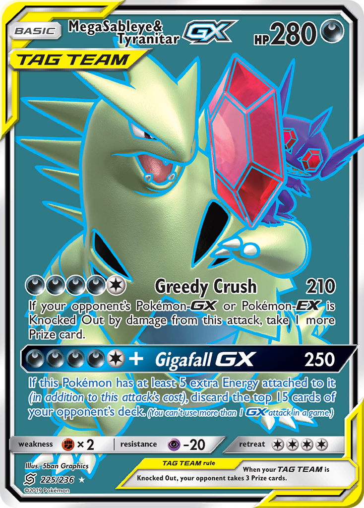 Mega Sableye & Tyranitar GX (225/236) [Sun & Moon: Unified Minds] | Shuffle n Cut Hobbies & Games