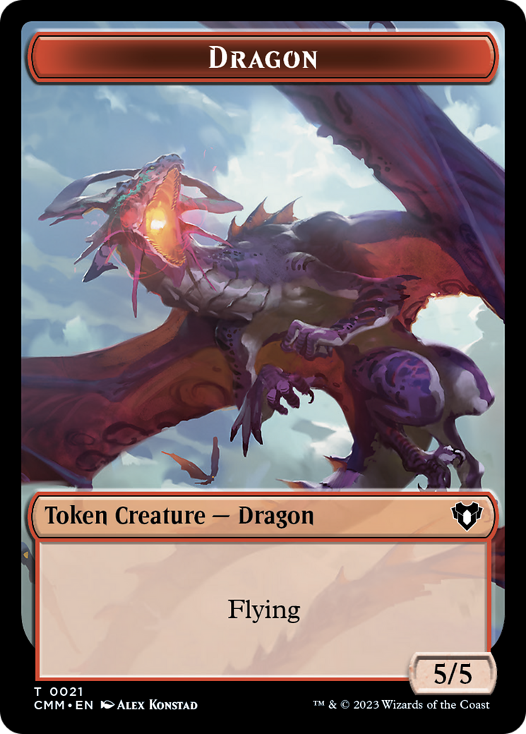Saproling // Dragon (0021) Double-Sided Token [Commander Masters Tokens] | Shuffle n Cut Hobbies & Games