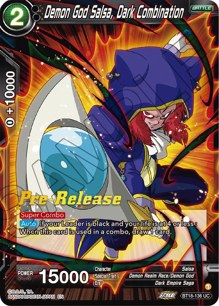 Demon God Salsa, Dark Combination (BT18-136) [Dawn of the Z-Legends Prerelease Promos] | Shuffle n Cut Hobbies & Games