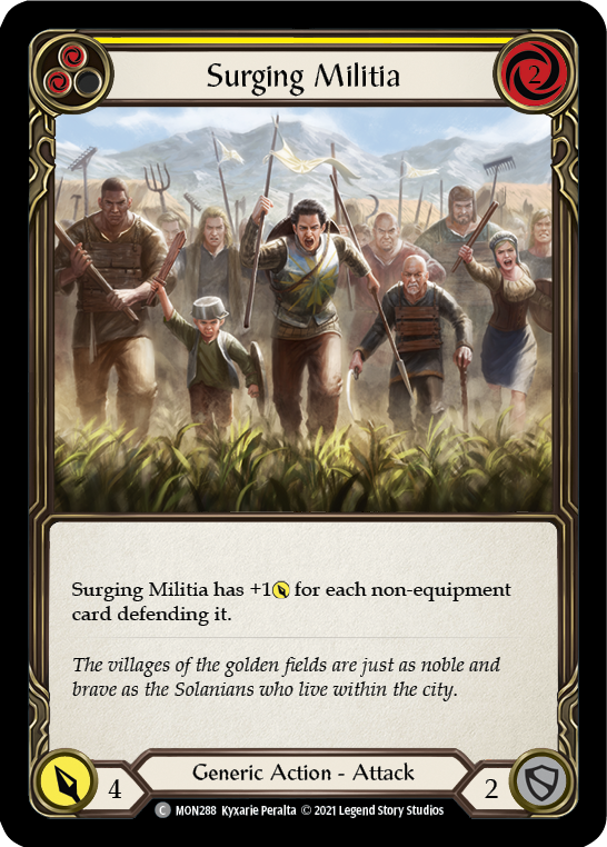 Surging Militia (Yellow) (Rainbow Foil) [MON288-RF] 1st Edition Rainbow Foil | Shuffle n Cut Hobbies & Games