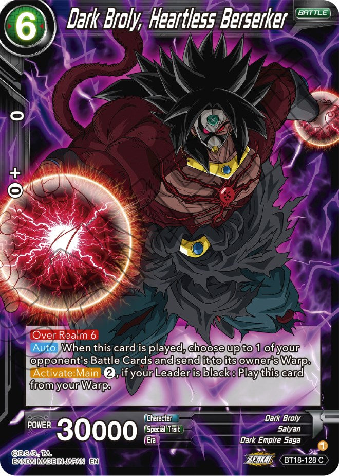 Dark Broly, Heartless Berserker (BT18-128) [Dawn of the Z-Legends] | Shuffle n Cut Hobbies & Games