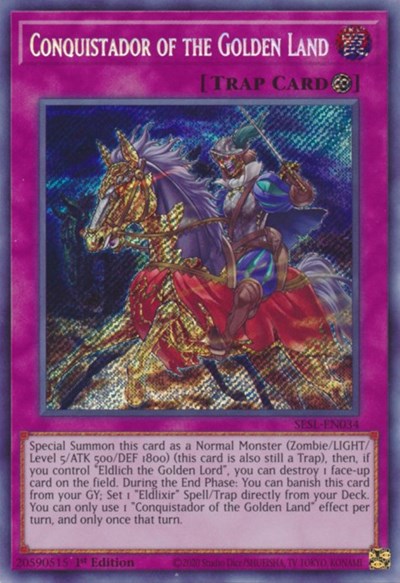 Conquistador of the Golden Land [SESL-EN034] Secret Rare | Shuffle n Cut Hobbies & Games