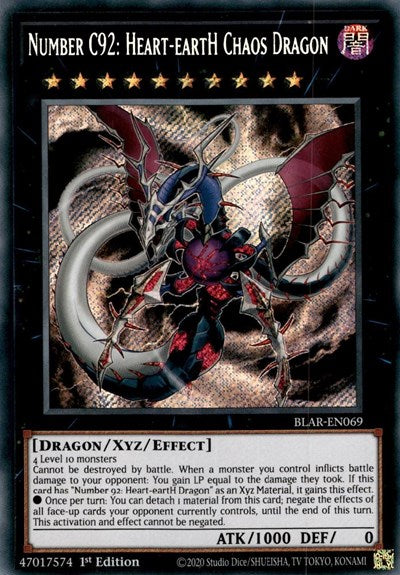 Number C92: Heart-eartH Chaos Dragon [BLAR-EN069] Secret Rare | Shuffle n Cut Hobbies & Games
