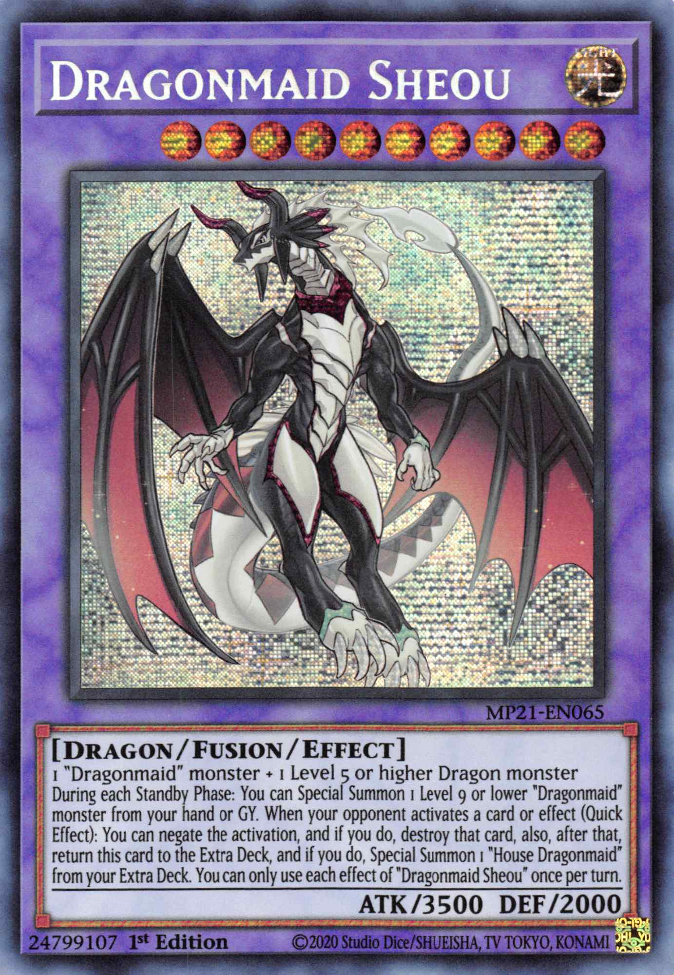 Dragonmaid Sheou [MP21-EN065] Prismatic Secret Rare | Shuffle n Cut Hobbies & Games