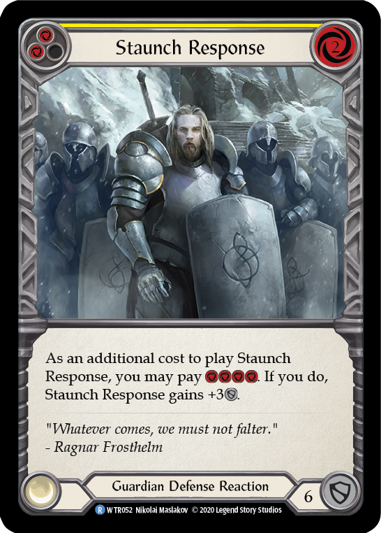 Staunch Response (Yellow) [U-WTR052] (Welcome to Rathe Unlimited)  Unlimited Rainbow Foil | Shuffle n Cut Hobbies & Games
