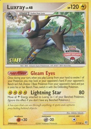 Luxray (7/130) (National Championships) (Staff) [Diamond & Pearl: Base Set] | Shuffle n Cut Hobbies & Games