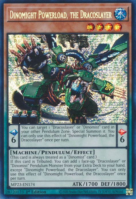 Dinomight Powerload, the Dracoslayer [MP23-EN174] Prismatic Secret Rare | Shuffle n Cut Hobbies & Games
