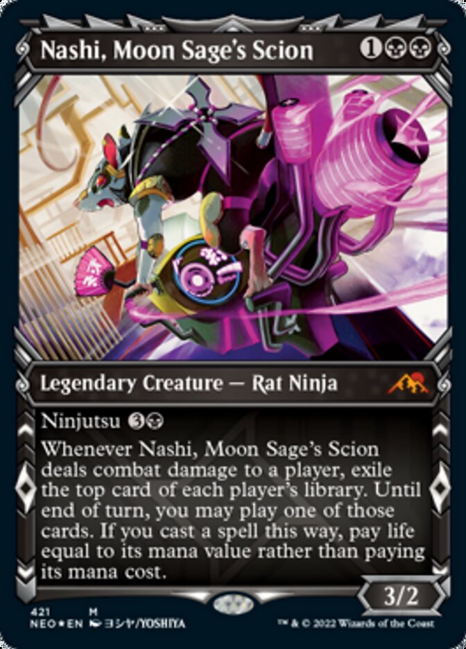 Nashi, Moon Sage's Scion (Showcase) (Foil Etched) [Kamigawa: Neon Dynasty] | Shuffle n Cut Hobbies & Games