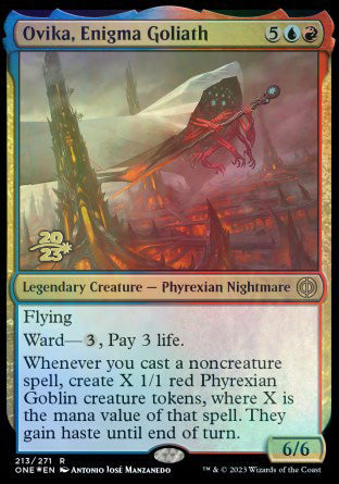 Ovika, Enigma Goliath [Phyrexia: All Will Be One Prerelease Promos] | Shuffle n Cut Hobbies & Games