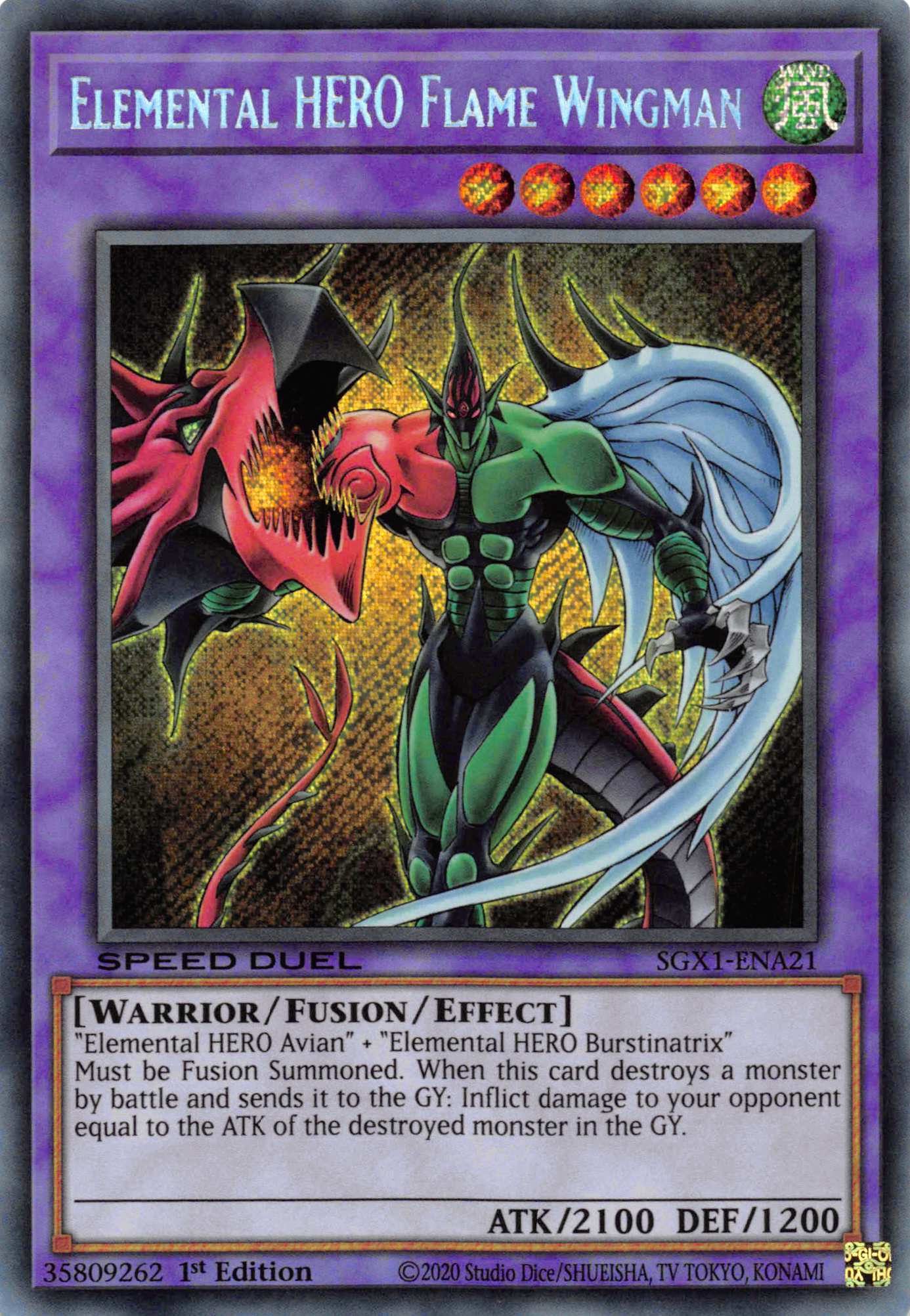 Elemental HERO Flame Wingman [SGX1-ENA21] Secret Rare | Shuffle n Cut Hobbies & Games