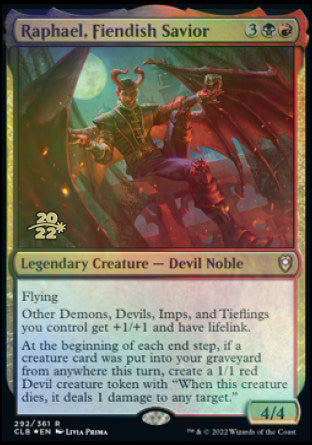 Raphael, Fiendish Savior [Commander Legends: Battle for Baldur's Gate Prerelease Promos] | Shuffle n Cut Hobbies & Games