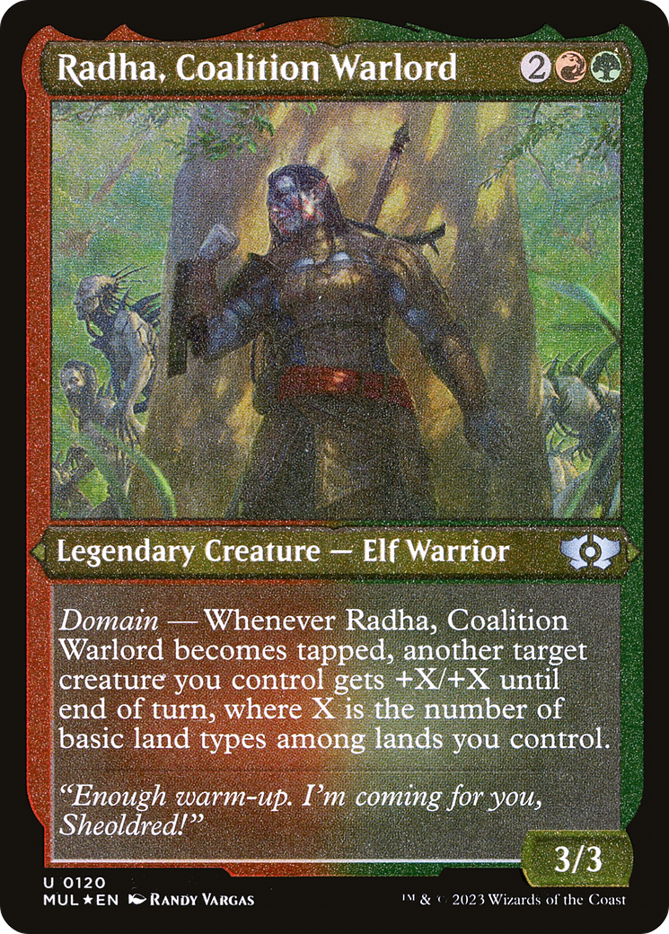 Radha, Coalition Warlord (Foil Etched) [Multiverse Legends] | Shuffle n Cut Hobbies & Games