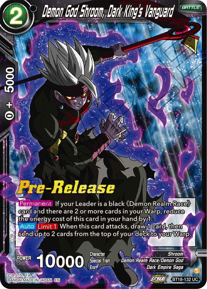 Demon God Shroom, Dark King's Vanguard (BT18-132) [Dawn of the Z-Legends Prerelease Promos] | Shuffle n Cut Hobbies & Games