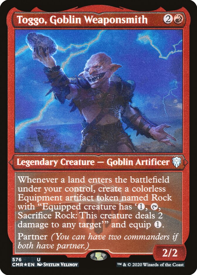 Toggo, Goblin Weaponsmith (Etched) [Commander Legends] | Shuffle n Cut Hobbies & Games