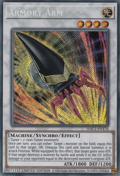 Armory Arm [HAC1-EN176] Secret Rare | Shuffle n Cut Hobbies & Games