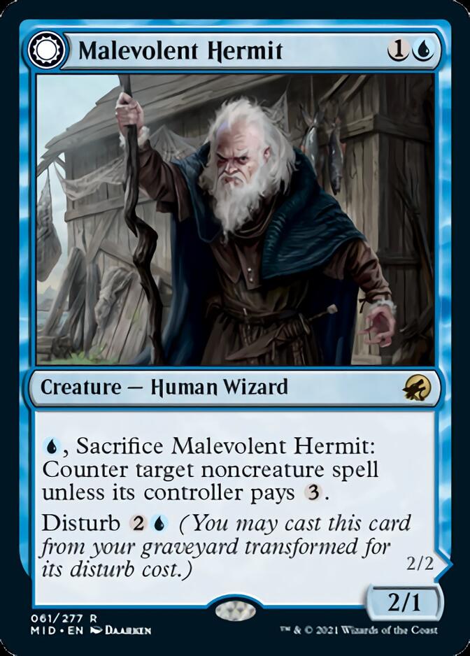 Malevolent Hermit // Benevolent Geist [Innistrad: Midnight Hunt] | Shuffle n Cut Hobbies & Games