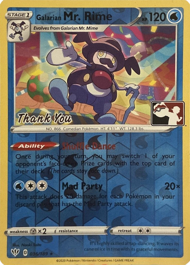 Galarian Mr. Rime (036/189) (Thank You Promo) [Sword & Shield: Darkness Ablaze] | Shuffle n Cut Hobbies & Games